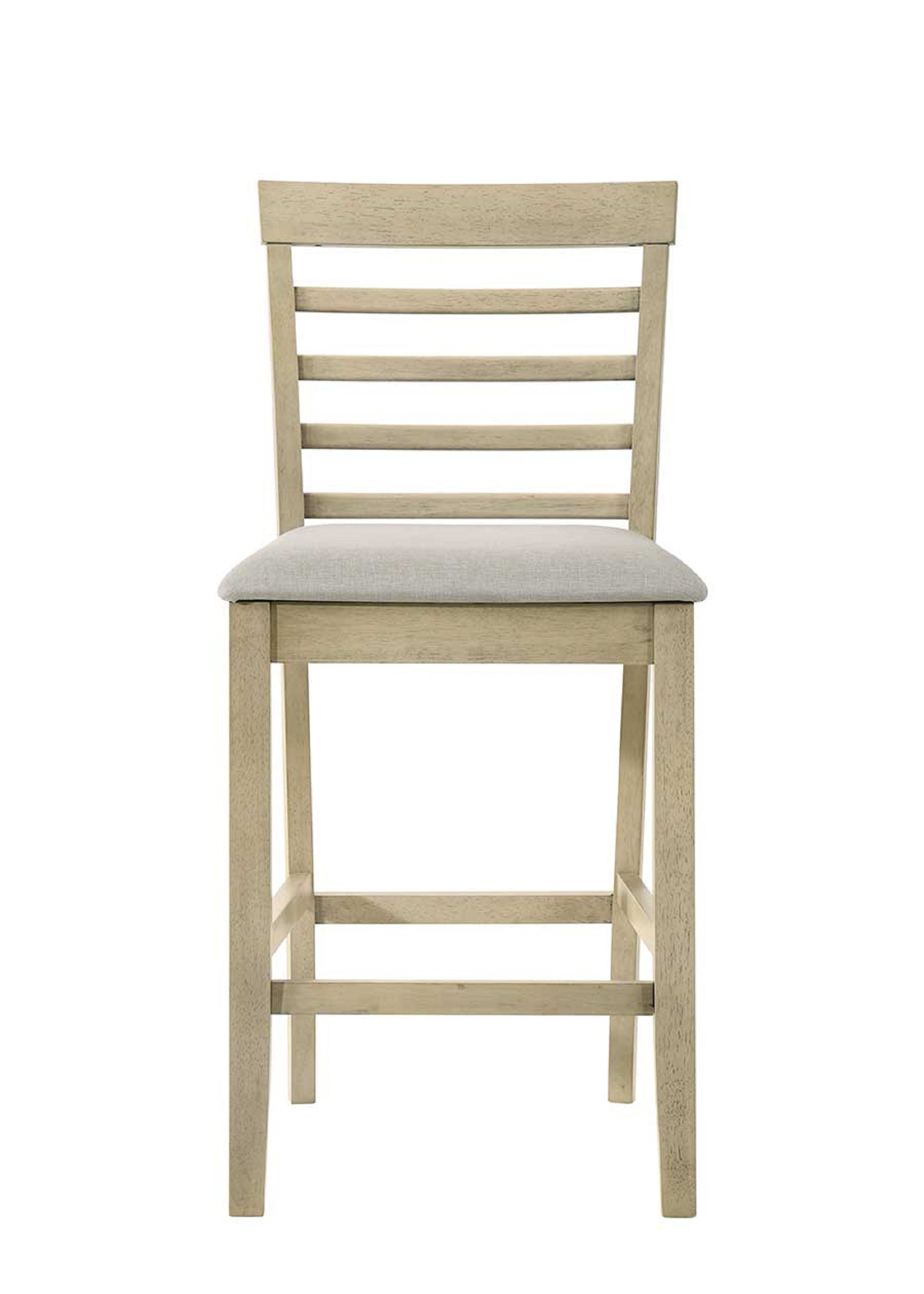 Beautiful Cream Color Counter Height 2Pc Dining Pub Height Chairs Upholstered Seat Dining Room Wooden Furniture Cream Dining Room Contemporary Bar Stools Slat Back Set Of 2 Wood