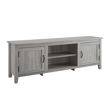 Modern Farmhouse 2 Door Grooved 70" Tv Stand For 85" Tvs Stone Grey Stone Gray Mdf