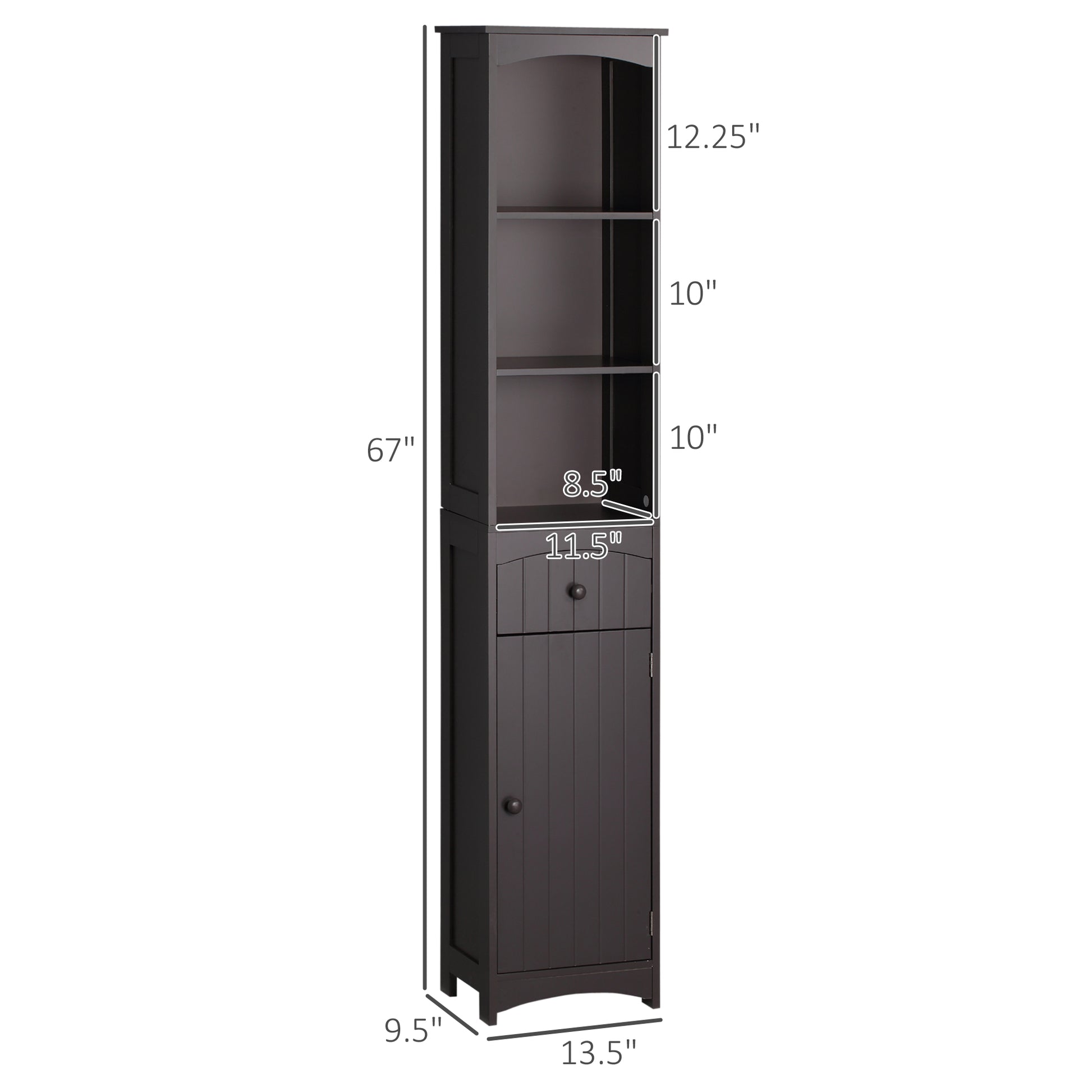 Homcom Bathroom Storage Cabinet, Free Standing Bathroom Storage Unit, Tall Linen Tower With 3 Tier Shelves And Drawer, Brown Brown Mdf