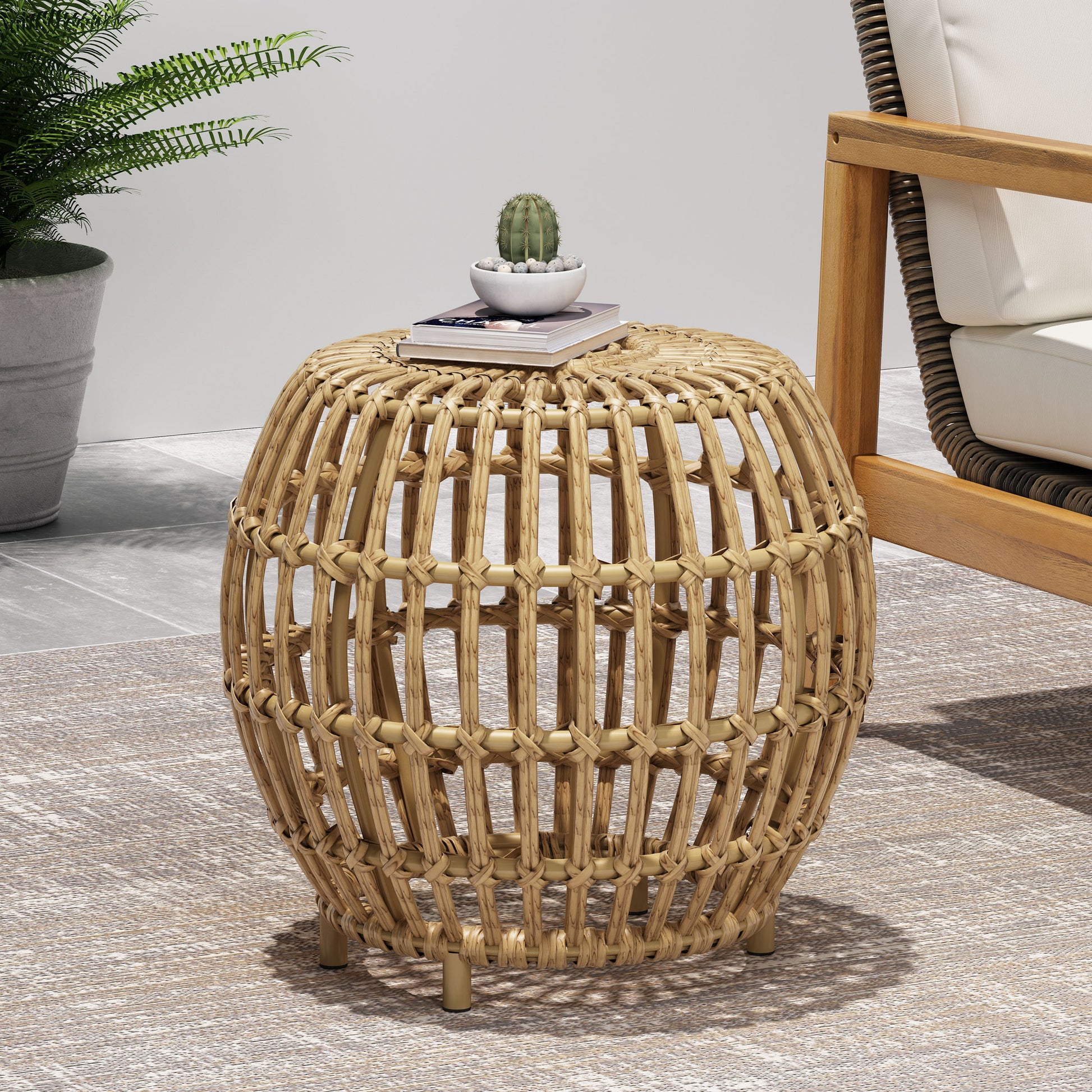 Ottawa Side Table - Light Brown Wicker