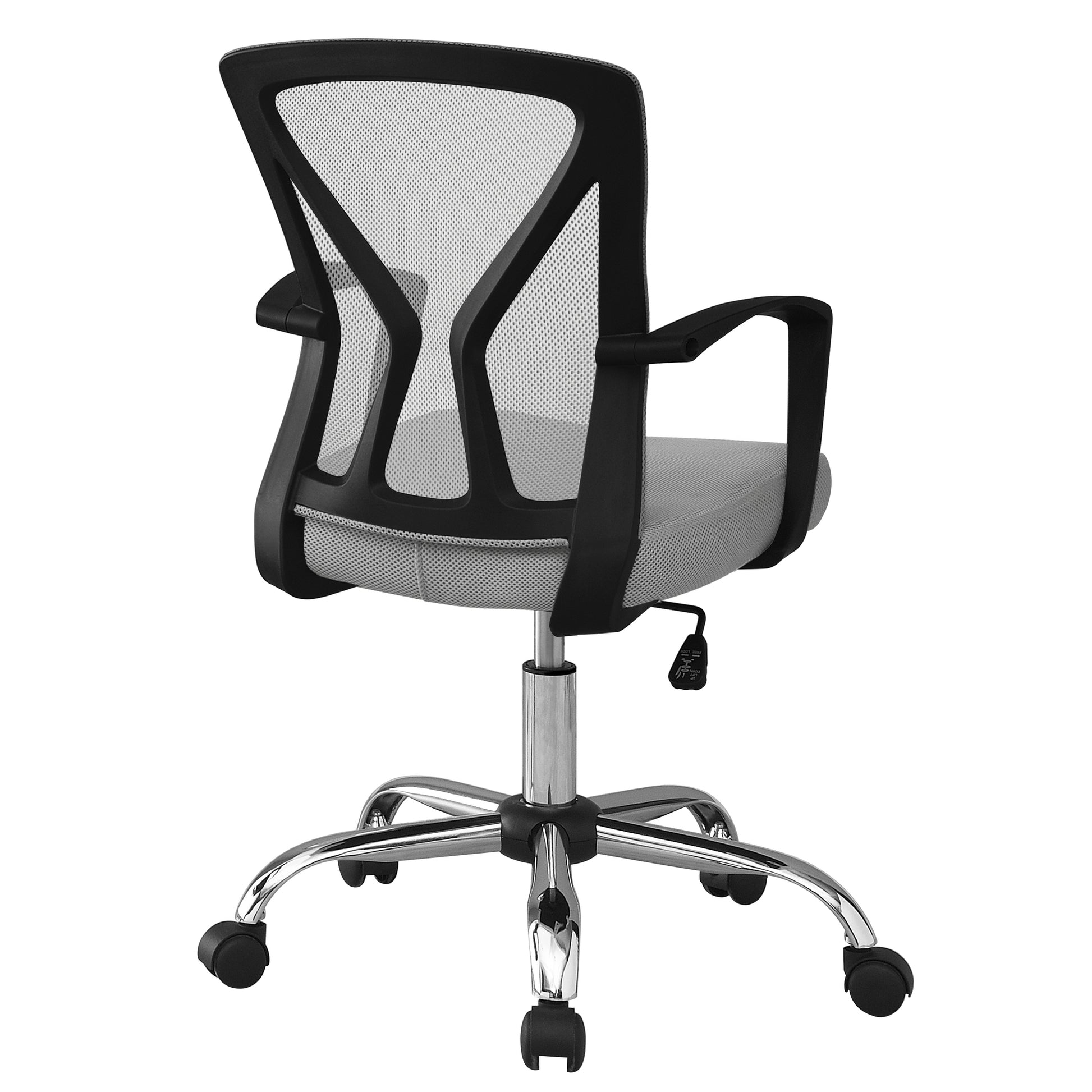 Office Chair, Adjustable Height, Swivel, Ergonomic, Armrests, Computer Desk, Work, Grey Mesh, Chrome Metal, Contemporary, Modern Grey Foam Polyester