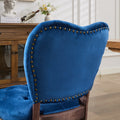 French Vintage Tufted Upholstered Fabric Dining Chair,Set Of 2,Blue,Sw1869Bl Blue Dining Room American Design Dining Chairs Rubberwood Set Of 2 Foam Velvet