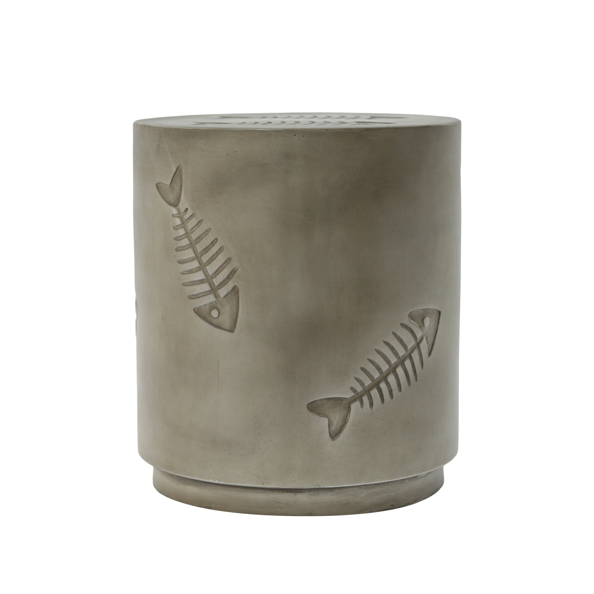 16'' Mgo Side Table Fish Pattern Grey Magnesium Oxide