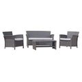 St Lucia 4Pc Sofa Set Grey Pe Rattan Iron Waterproof Fabric