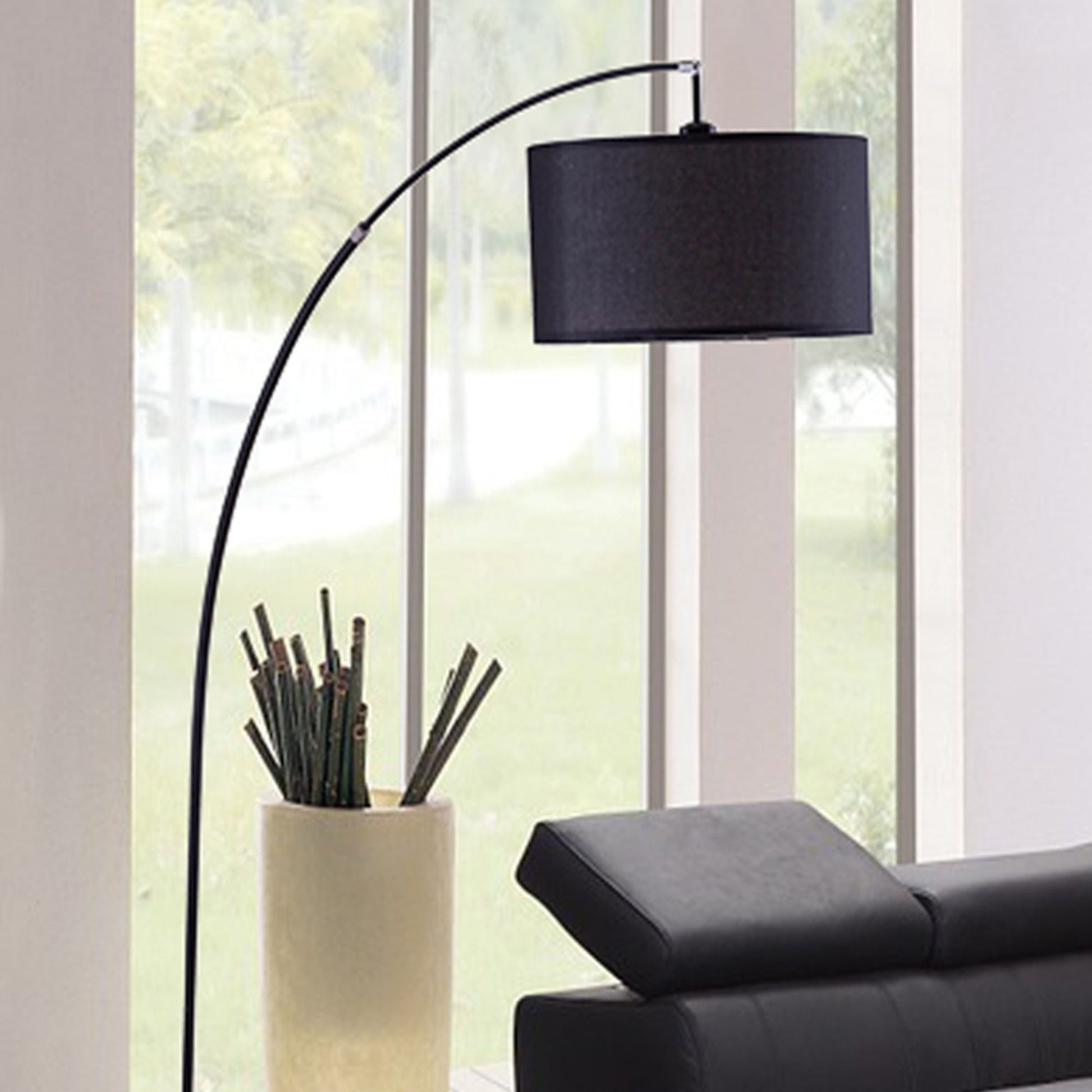 86" Tall Metal Floor Arc Lamp "Bella", Black Black Metal