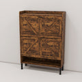 Flamed Wood 2 Turn Patchwork Framed Shoe Cabinet Brown Wood