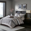 7 Piece Jacquard Comforter Set Grey Taupe Queen Queen Grey Taupe Polyester