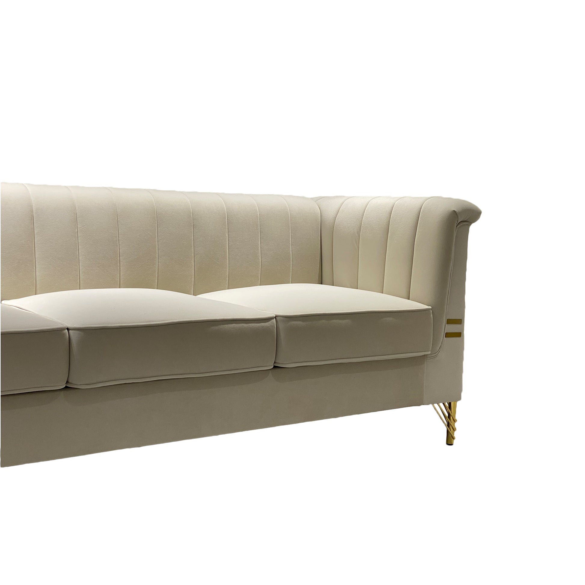 Fx P82 Be Sofa Modern Chenille Sofa, 82.67" Upholstered Couch With Bolster Armrest, 3 Seat Sofa For Living Room, Bedroom, Office, Apartment, Dorm, Beige Beige Velvet 3 Seat