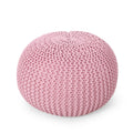 Knited Pouf Pink Cotton