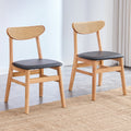 The Stylish And Durable Solid Wood Dining Chair, Small Curved Back, Pu Cushion, And Beautiful Shape Match Perfectly With Any Room And Everyday Use Wood Set Of 2 Rubber Wood