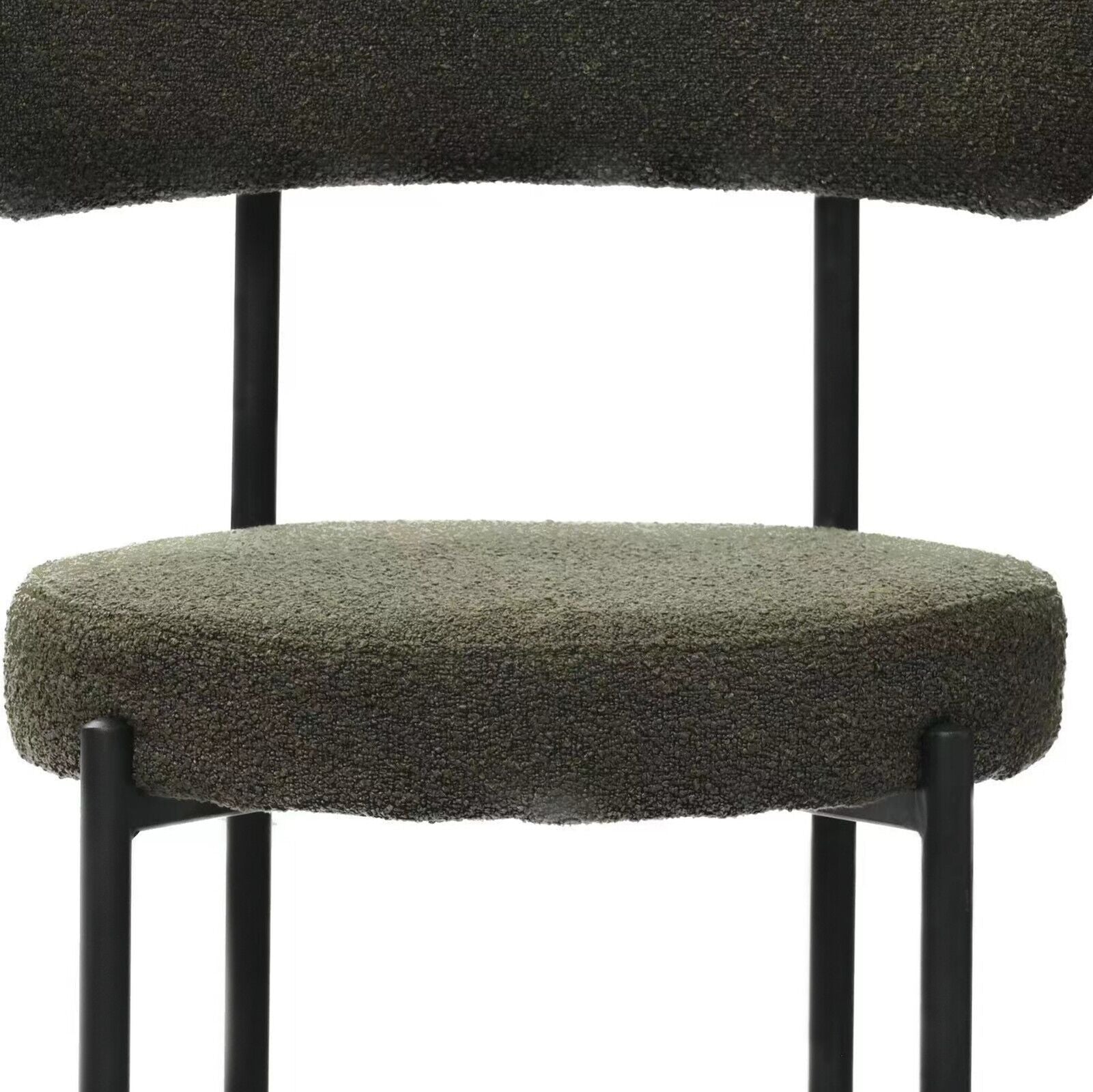 Green Boucle Dining Chairs Set Of 2,Mid Century