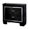 Contemporary 1Pc Nightstand Black Bedside Table Led Light English Dovetail Drawer Bedroom Furniture Black 2 Drawers Bedroom Bedside Cabinet Classic,Contemporary,Modern Easy Assembly Black