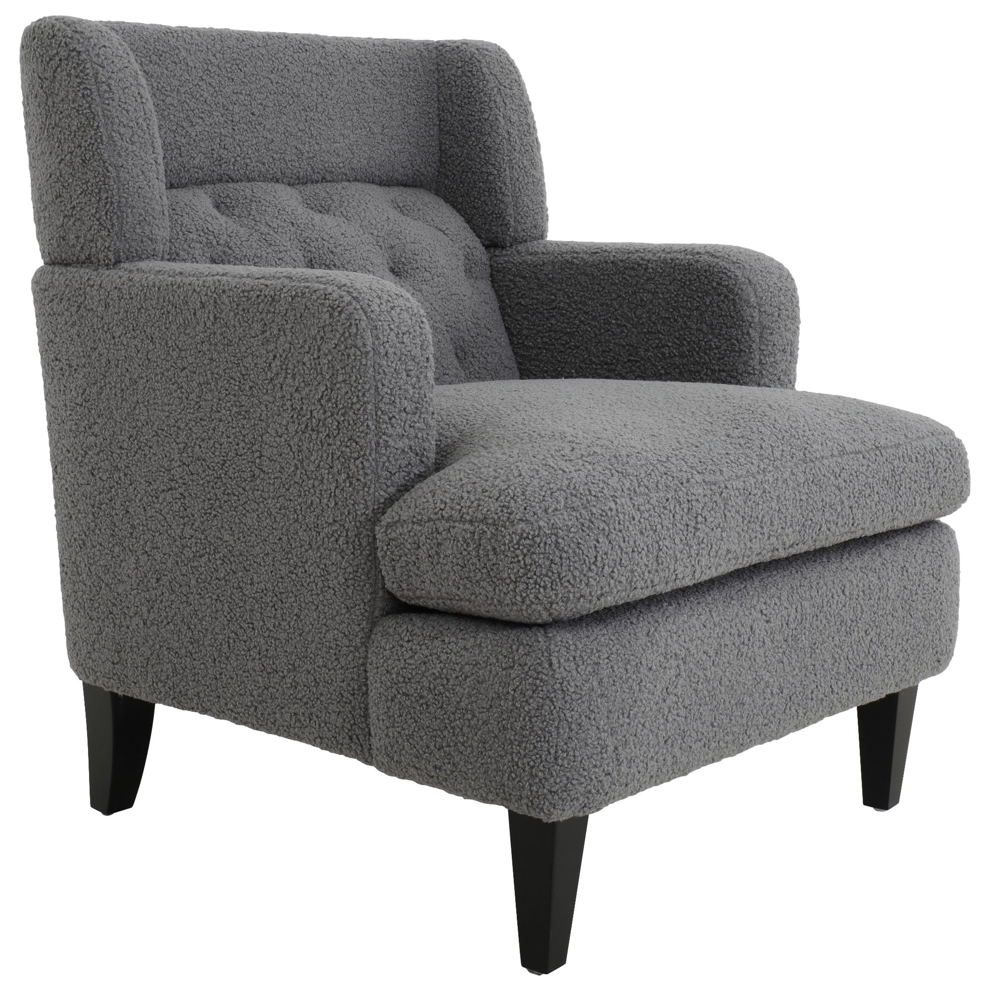 Upholstered Accent Chair Tufted Armchair For Living Room And Bedroom, Dark Grey Dark Grey Birch Foam Teddy