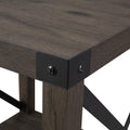 Rustic Industrial Metal X 2 Tier Side Table White Oak Brown Mdf