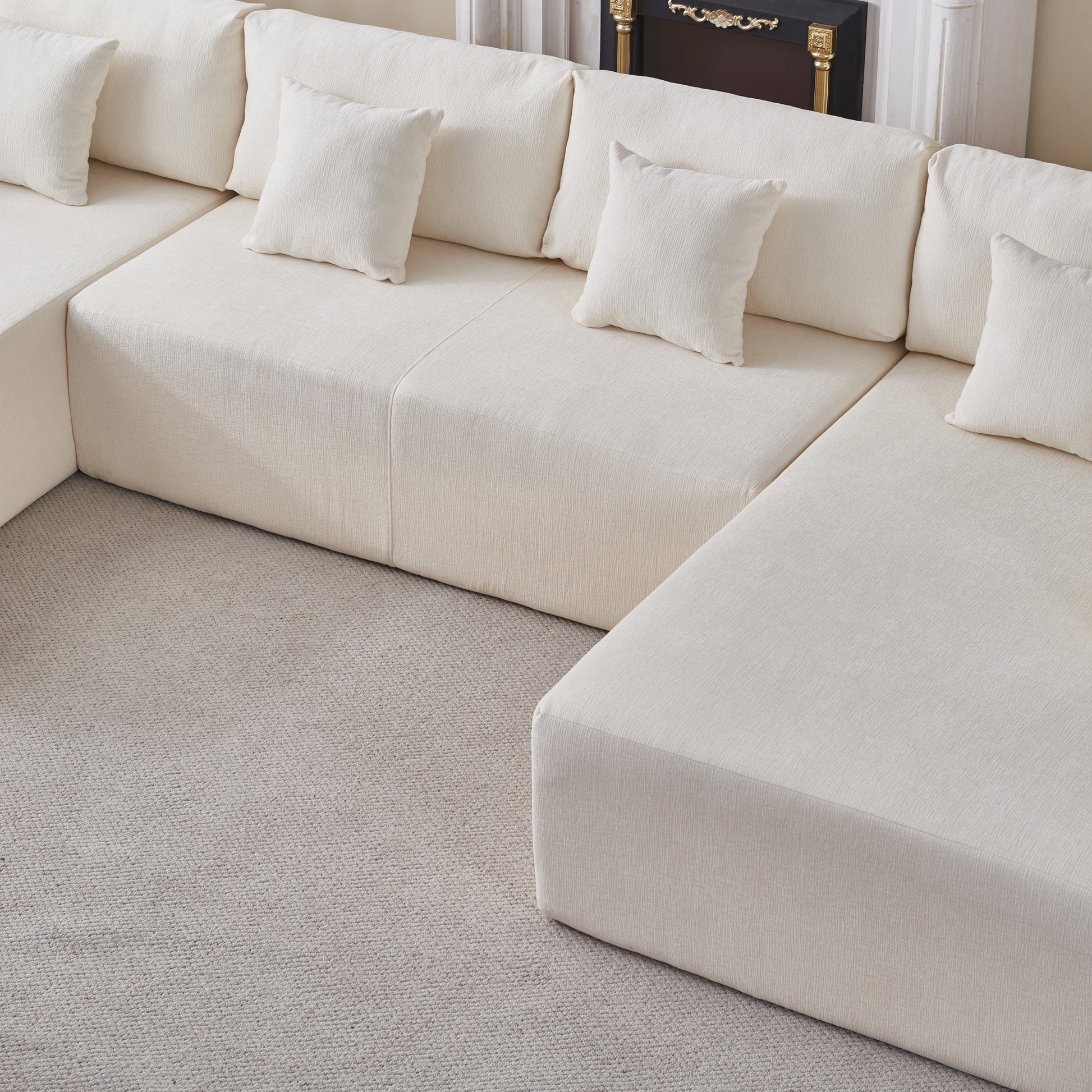 Chenille U Shaped Sectional Sofa Couch, Reversible & Spacious, Ultimate Comfort With Plush Cushions, Perfect For Modern Living Rooms Beige Medium Soft Foam Chenille 6 Seat