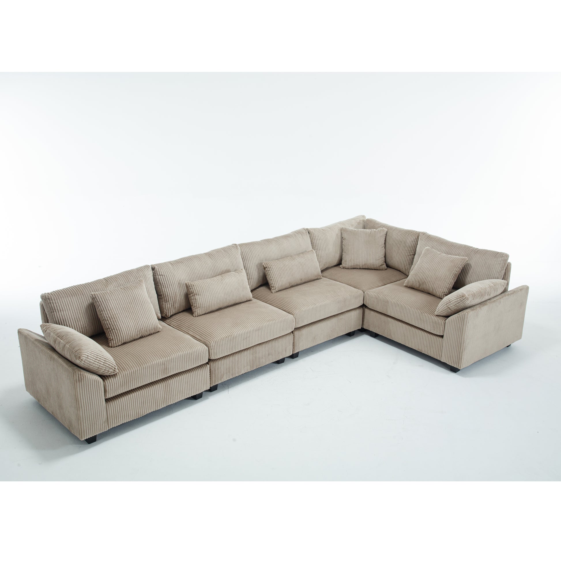 Oversized Modular Sectional Sofa Couch Set,L Shaped Sofa Sectional, 5 Seater Sofa For Living Room Corduroy Upholstered Sofa Set With 7 Free Pillowsbrown Brown Fabric 5 Seat