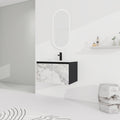 30'' Floating Wall Mounted Bathroom Vanity With Ceramics Sink & Soft Close Cabinet Door, Kd Package Black Bathroom Modern Plywood