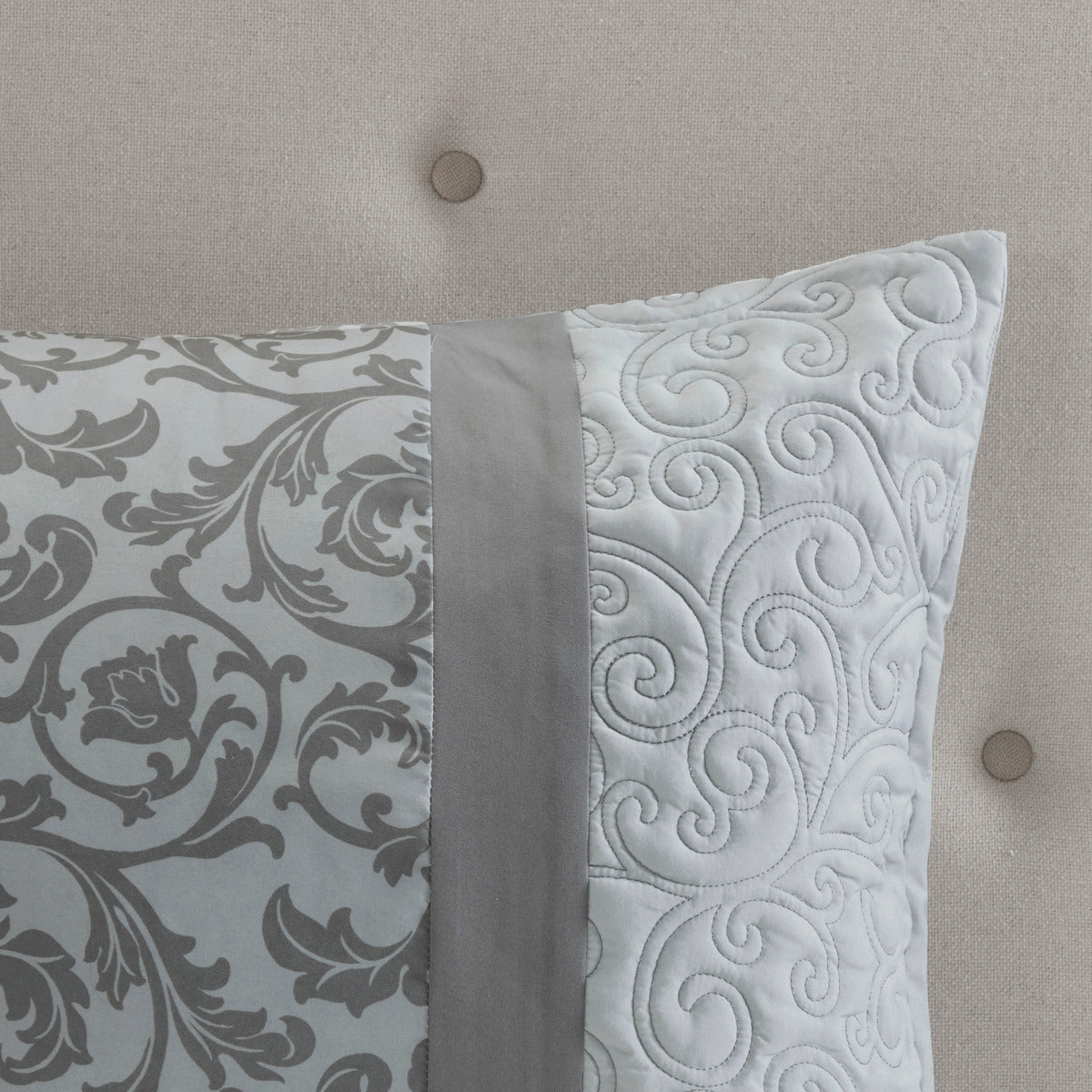 Embroidered 8 Piece Comforter Set Grey King King Grey Polyester