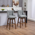 Coolmore Bar Stools Set Of 2 Counter Height Chairs With Footrest For Kitchen, Dining Room And 360 Degree Solid Wood Legs Swivel Bar Stools Set Of 2 Gary Linen Gray Foam Linen