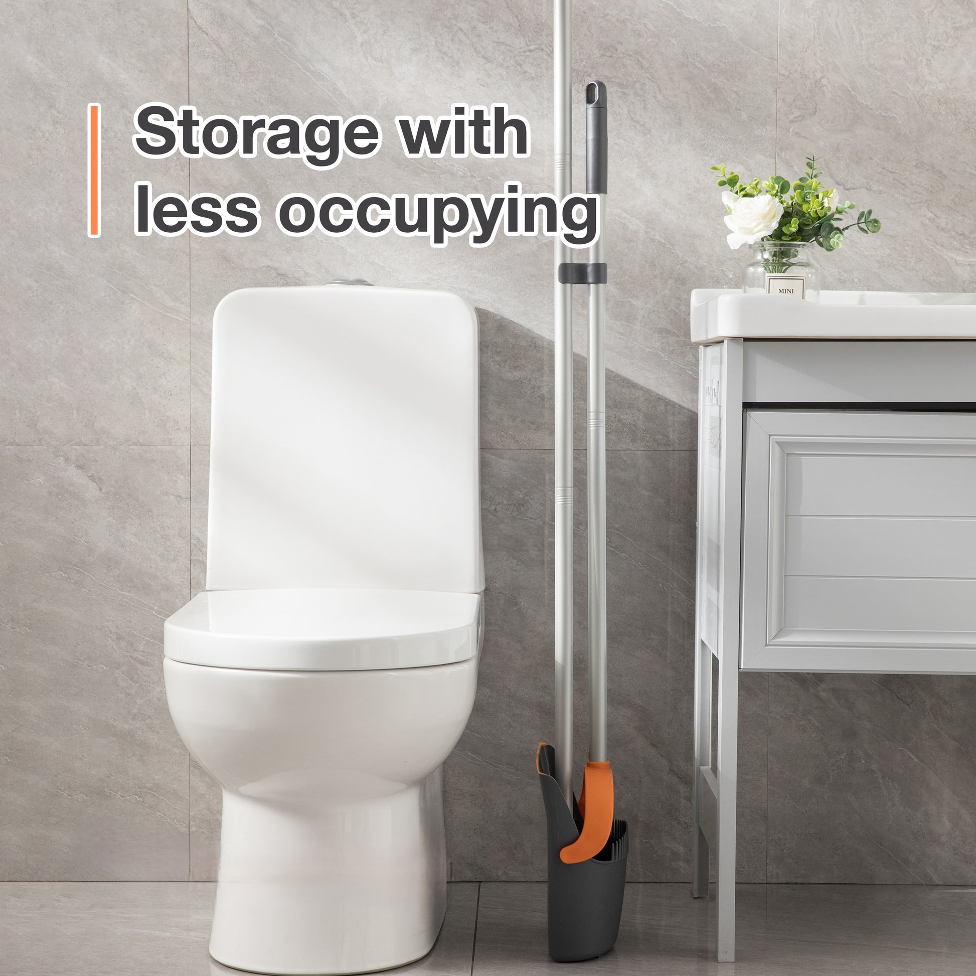 Efficient Home Cleaning Combo,Broom And Dustpan Set With 52 Inch Long Handle Sturdy, Easy Assembly Perfect For Floors, Kitchens, Bathrooms Orange Grey Orange Plastic