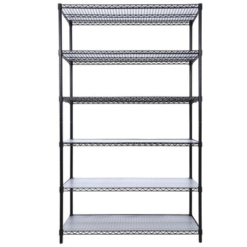 6 Tier 6000Lbs Capacity Nsf Metal Shelf Wire Shelving Unit, Heavy Duty Adjustable Storage Rack With Wheels & Shelf Liners For Commercial Grade Utility Steel Storage Rack, Black 84"H X 48"L X 20"D Black Metal