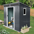 6Ft X 5Ft Outdoor Metal Storage Shed With Window And Transparent Plate For Garden, Lawn Black And White Black White Metal