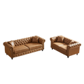Fx 3 Seats 2 Seats Combo Sofa Modern Living Room Sofa With Solid Wood Frame And Wooden Feet, 4 Cushions, Apartment Sofa Furniture For Living Room, Living Room, Office Brown Wood Pine Foam Fabric 5 Seat