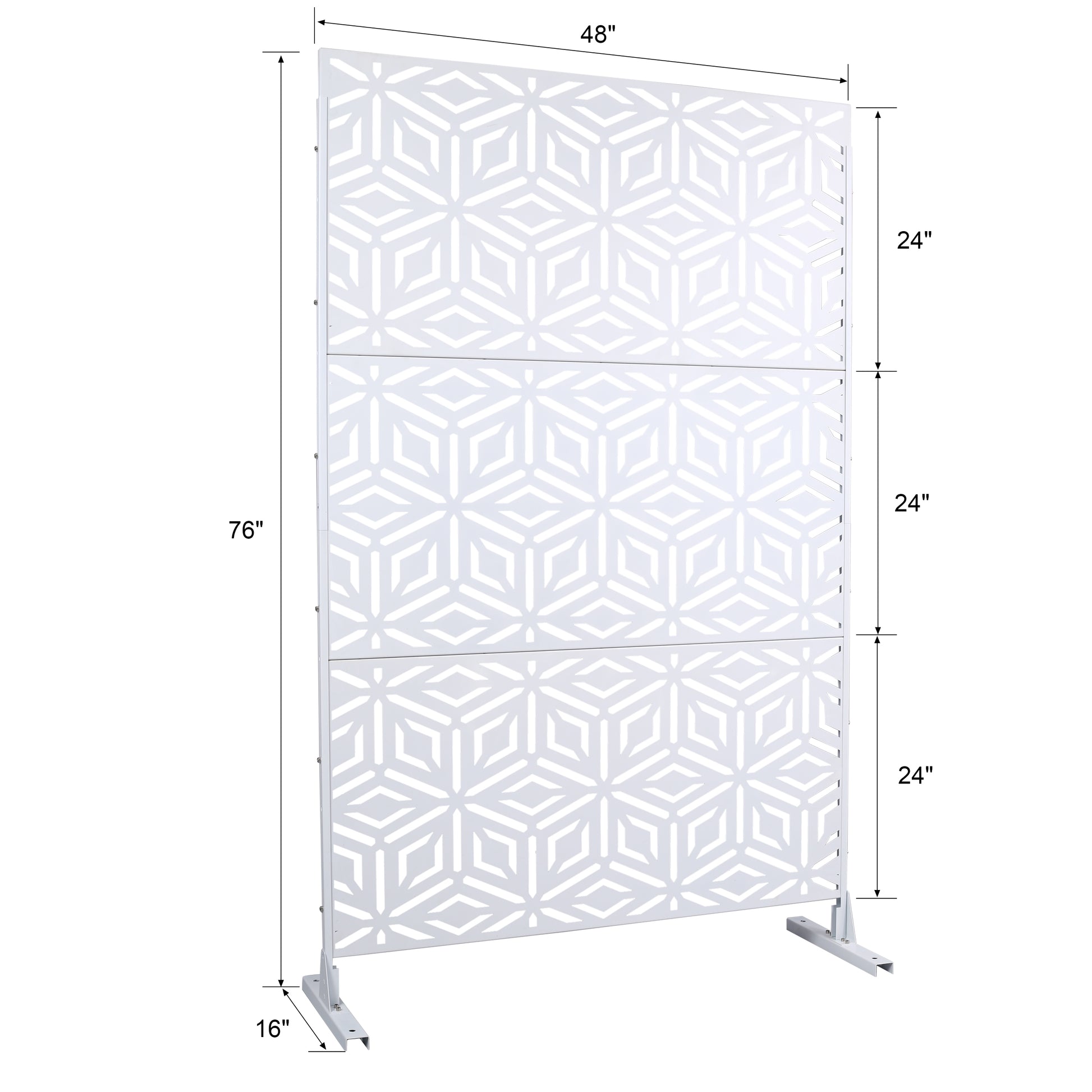 Outdoor & Indoor Privacy Screen Metal Privacy Screen 76" H 48" W, Freestanding Decorative Privacy Screen For Deck Balcony Patio, Privacy Fence Panels For Outside Lawn Garden Ps115 White White Steel