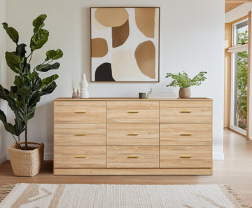 Modern Natural 9 Drawer Dresser For Bedroom Large Storage Wide Chest O Modern Natural 9 Drawer Dresser For Bedroom Large Storage Wide Chest O