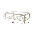 Zaba Coffee Table, Glass Top & Champagne Finish Lv02785 Champagne Glass Metal