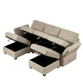 Reversible Sectional Sofa Modern Modular Sectional Couch With Chaise U Shaped Corner Sectional 5 Seater Modular Sofa With Storage Seats, Adjustable Arms And Backs Beige Beige Polyester 3 Seat
