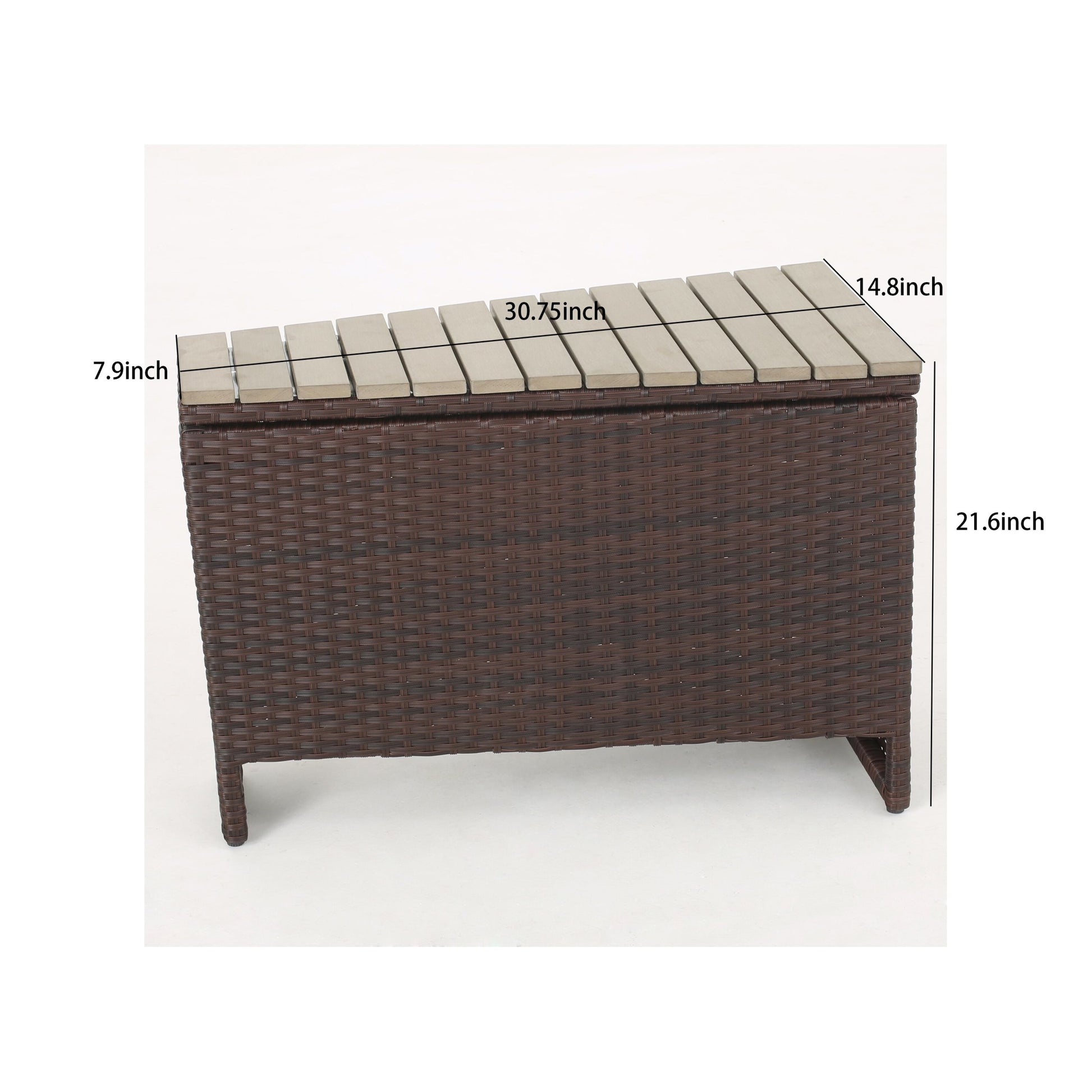 Madras Faux Wood Accent Table Brown Aluminium