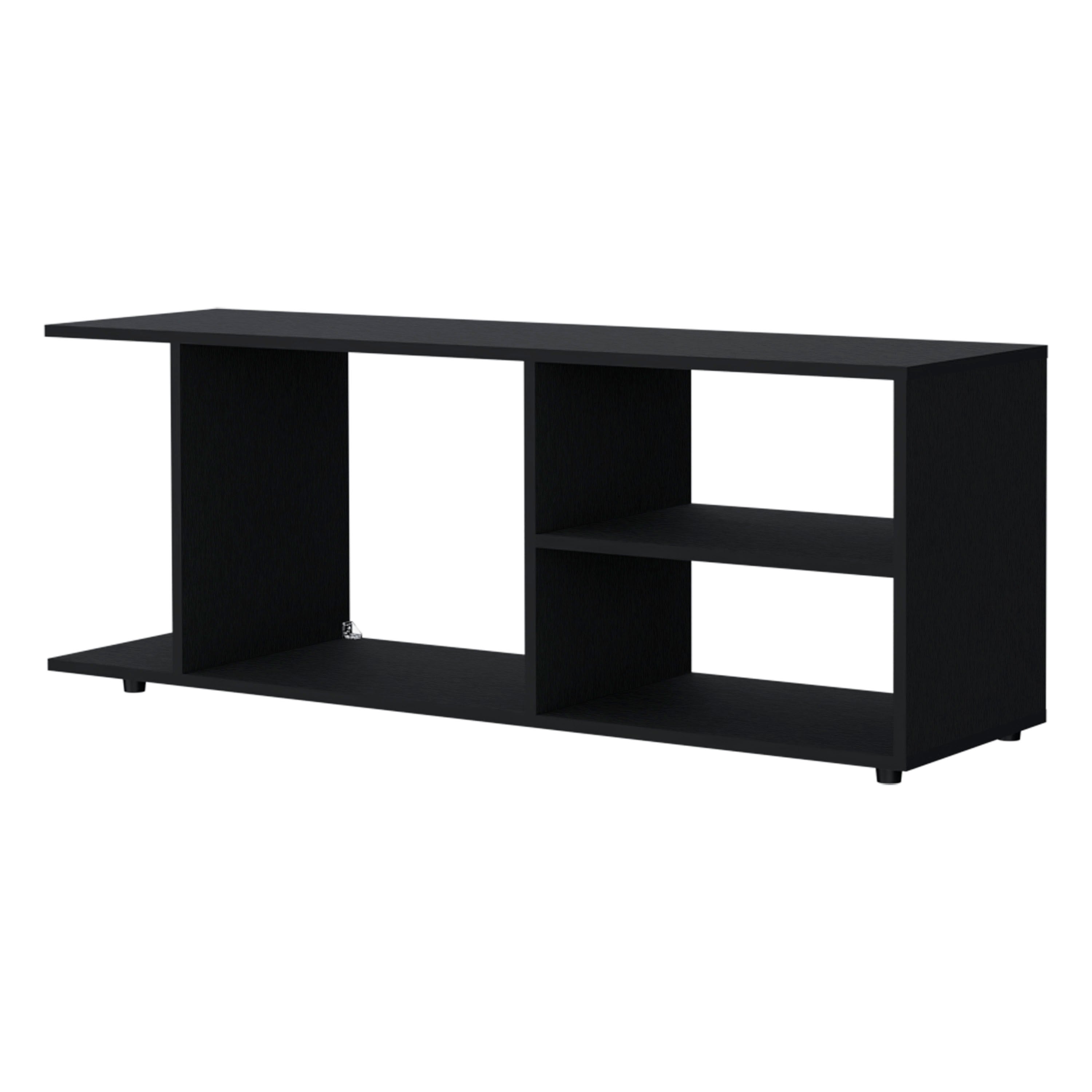 Tubac Tv Rack In Melamine With Open Storage, Black Black 39 Inches Or