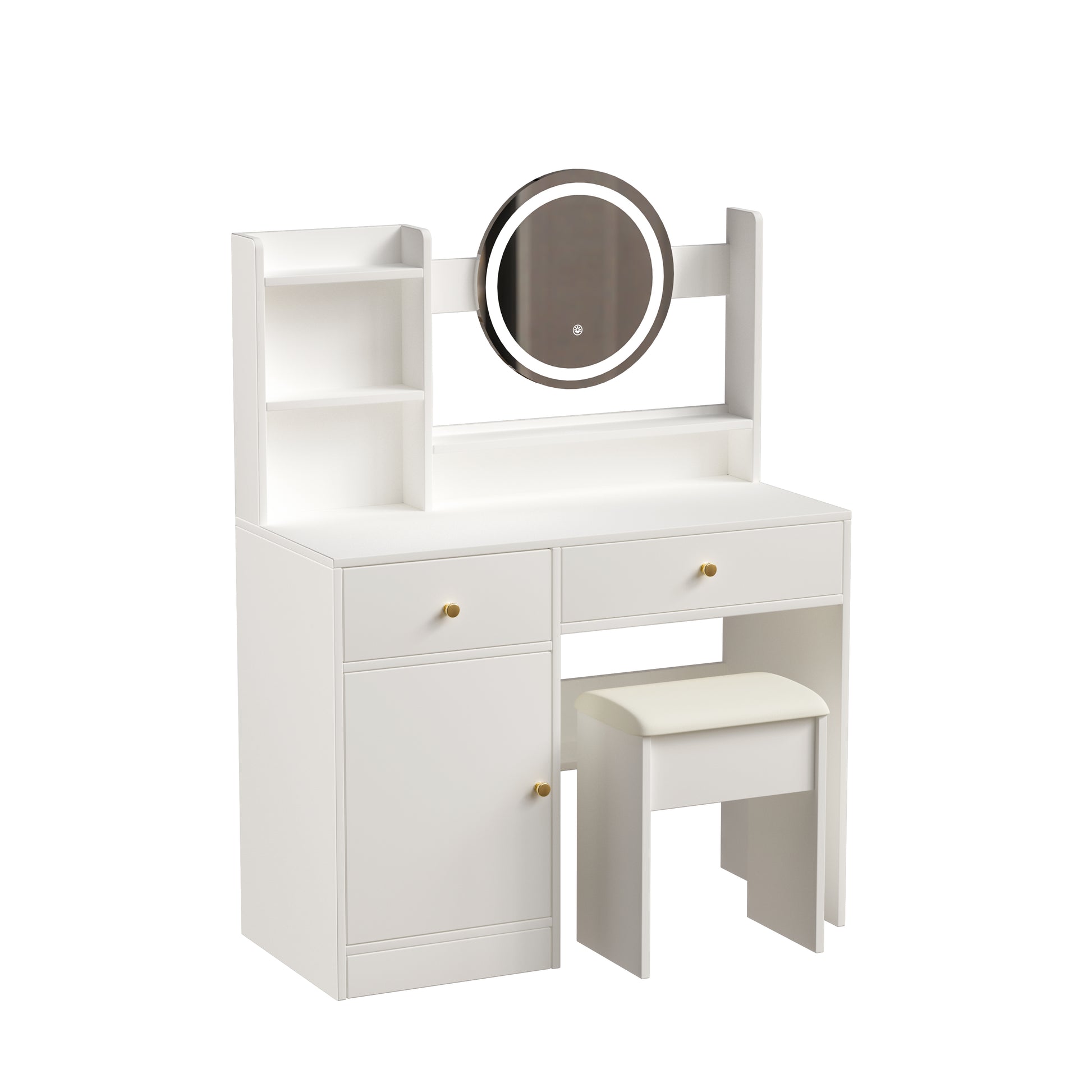 dressing table white colour Fashion Vanity Desk With Mirror And Lights For Makeup And Cushioned Ch