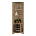 Essential Corner Bar Cabinetthree Shelves, Eight Built In Wine Rack, Two Side Shelves Macadamia Light Oak Dining Room Modern Shelves Included Particle Board