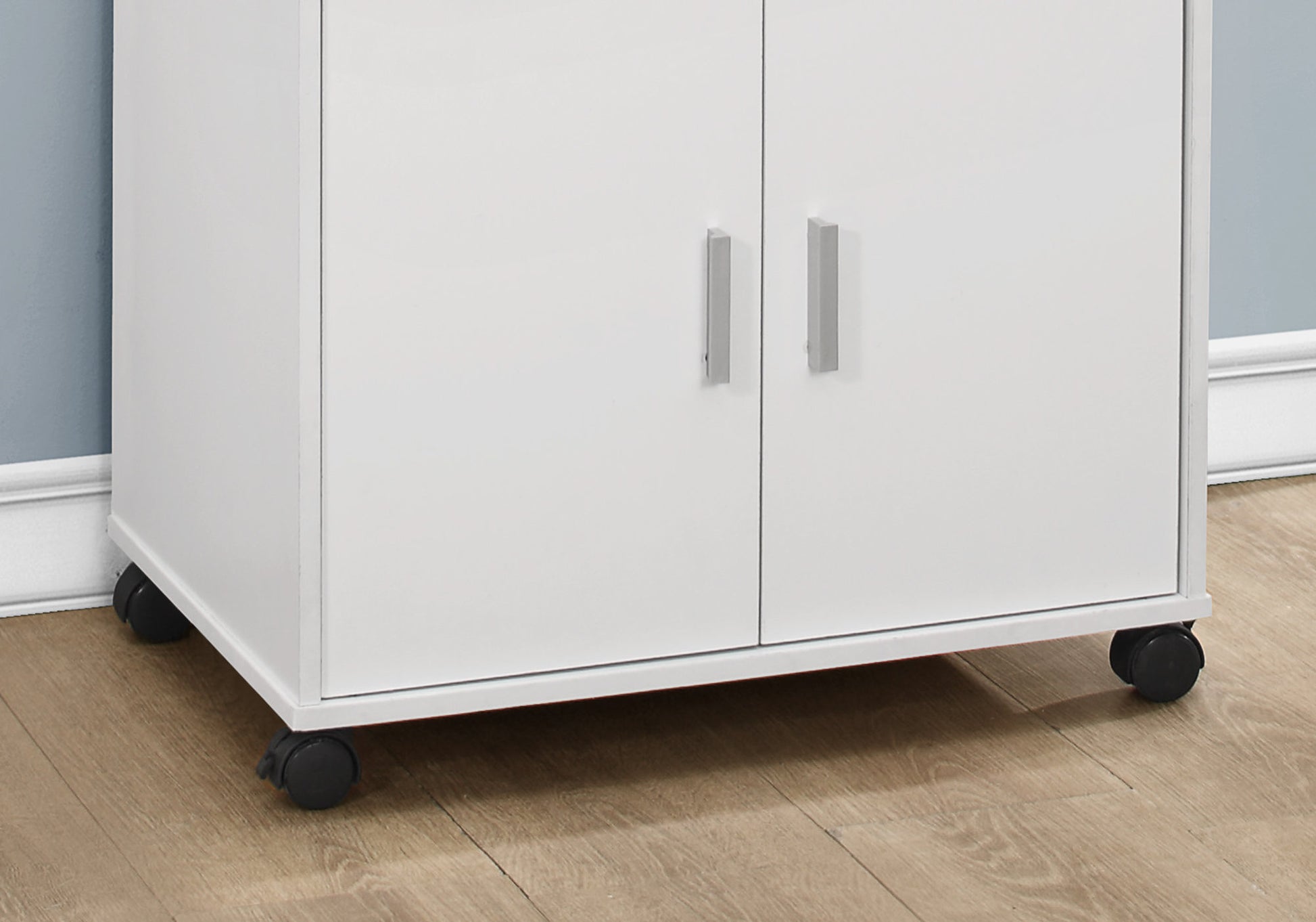 Kitchen Cart, Rolling Mobile, Storage, Utility, White Laminate, Contemporary, Modern White Particle Board