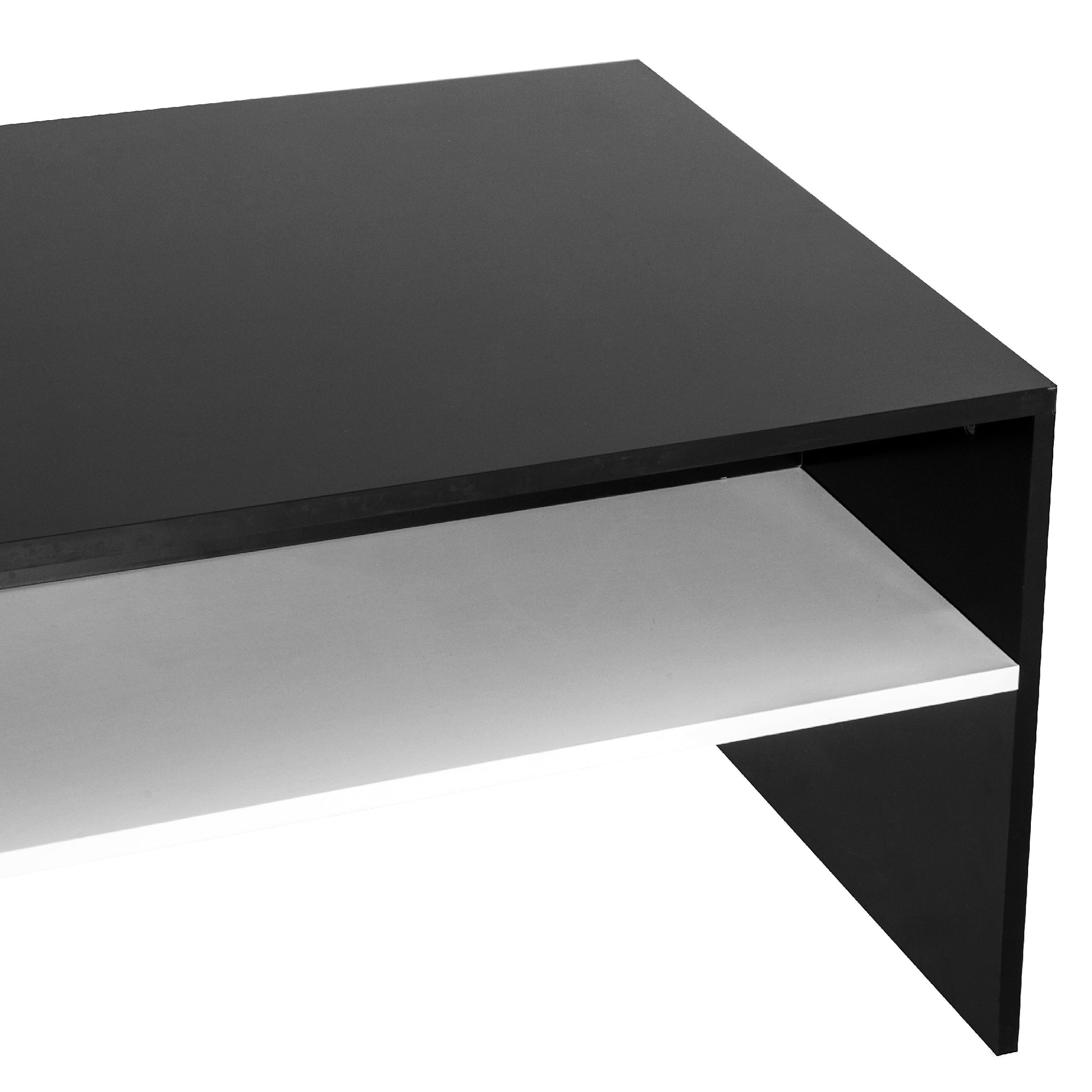 Homcom Modern Coffee Table, 2 Tier Rectangular Center Table With Storage Shelves For Living Room, Black White White Black Engineered Wood