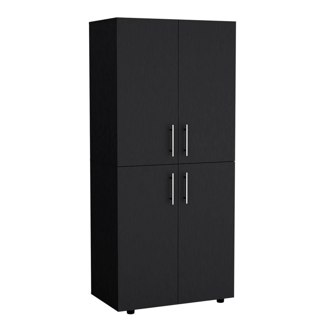 Hazel 70" High Four Door Armoire Wardrove Closet Cabinet, Six Shelves And Two Hanging Rods, Bedroom Clothes Storage Cabinet Organizer Black Black Bedroom Modern Particle Board