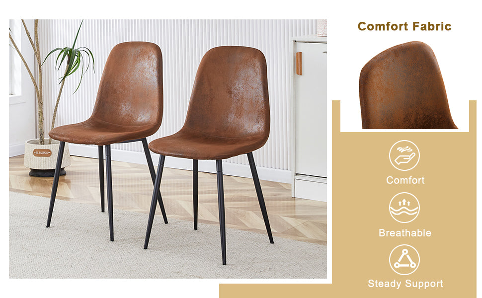 Table And Chair Set. Modern Dining Table With Mdf Top And Beautiful Mdf Legs. Comes With Brown Comfortable Chair With Seat And Metal Legs. Suitable For A Wide Range Of Decorative Styles. Brown,Wood Seats 4 Mdf