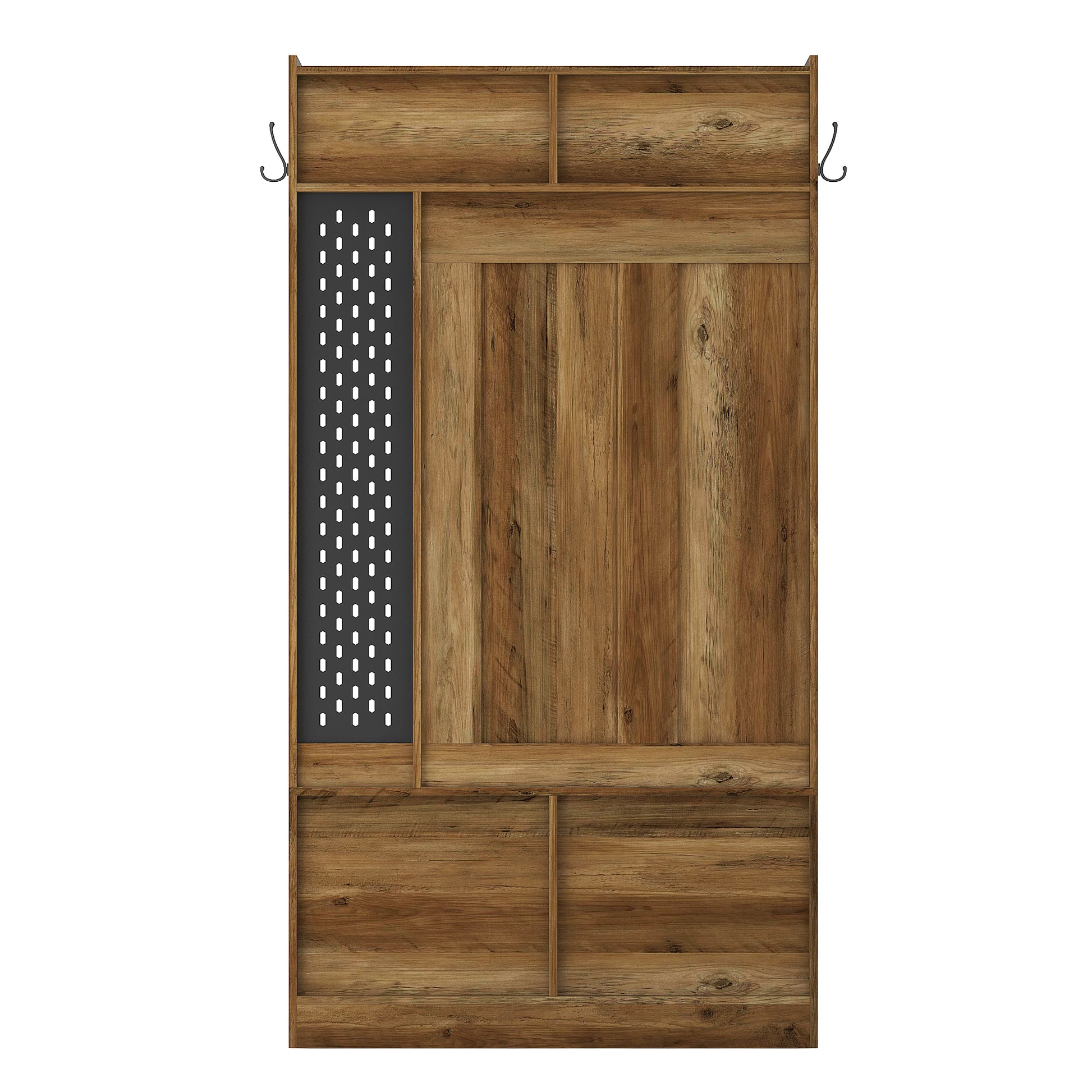 Hall Tree With 5 Hooks,Coat Hanger, Entryway Bench, Storage Bench,For Entrance, Hallwa,Brown Brown Mdf