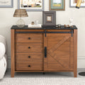 Drawer Dresser Cabinet,Sideboard,Bar Cabinet,Buffet Server Console,Table Storge Cabinets,Slide The Barn Door,Four Drawers,Metal Handle,For Dining Room,Living Room,Bedroom,Kitchen Hallway,Brown Black 3 4 Drawers Barn Door Brown Black Sliding Doors Primary