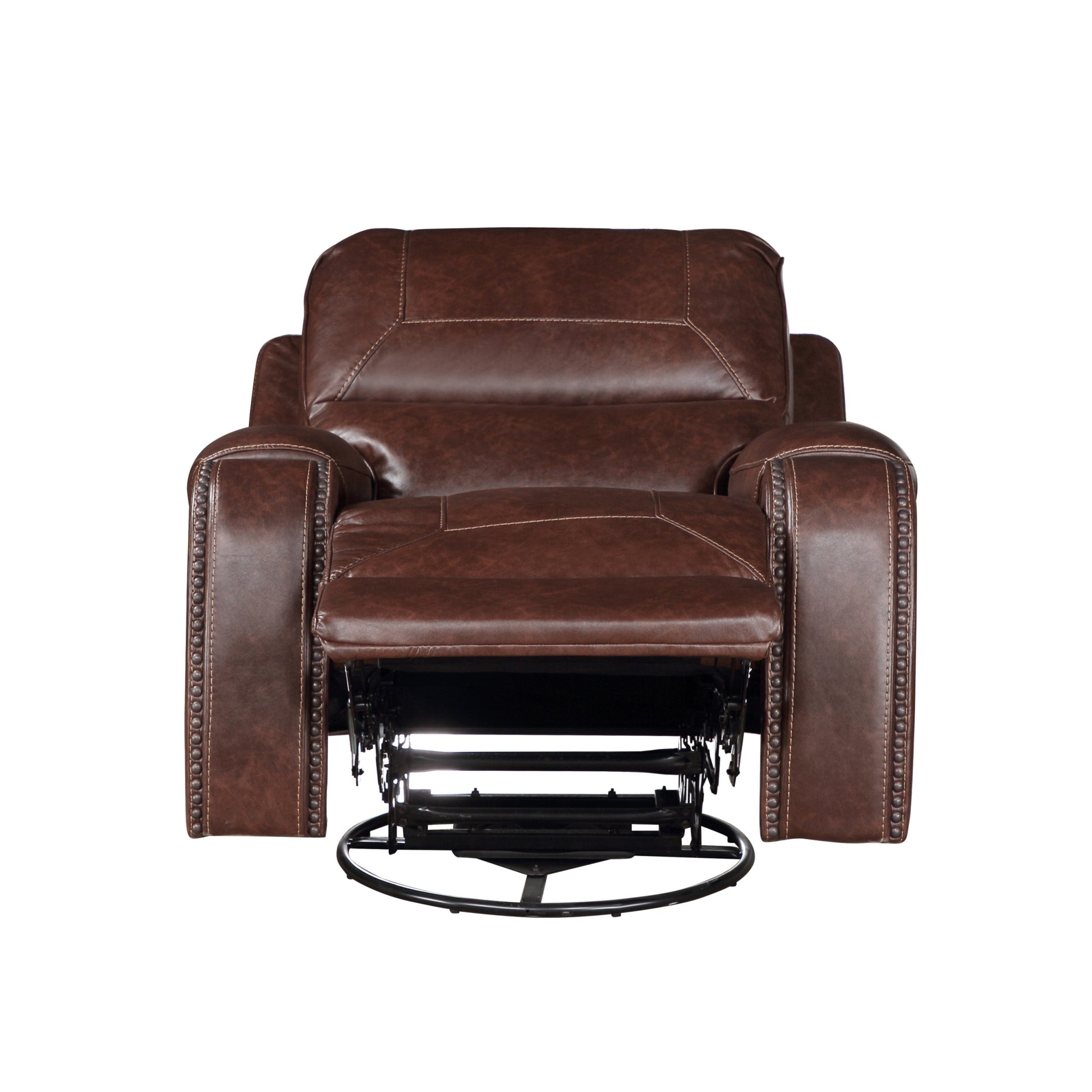 Keily 3 Piece Manual Reclining Living Room Set In Faux Leather Dark Brown Dark Brown Faux Leather