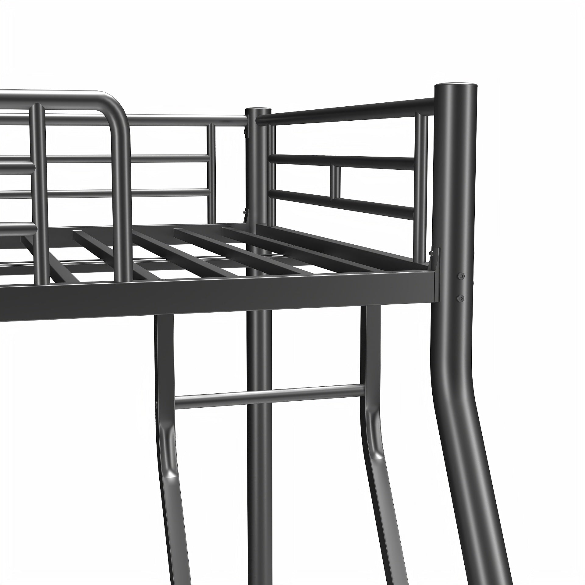 Metal Twin Over Full Bunk Bed Heavy Duty Sturdy Metal Noise Reduced Safety Guardrail Cpc Certified No Box Spring Needed,Black Box Spring Not Required Full Black Metal Bedroom Metal