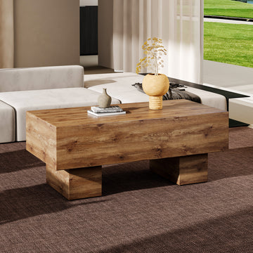 This Modern Rectangular Coffee Table Features A Stylish Wood Color, Making It An Ideal Addition To Any Living Room Or Apartment, And Measures 43.3 "X 21.6" X 17.2 ". Wood Mdf