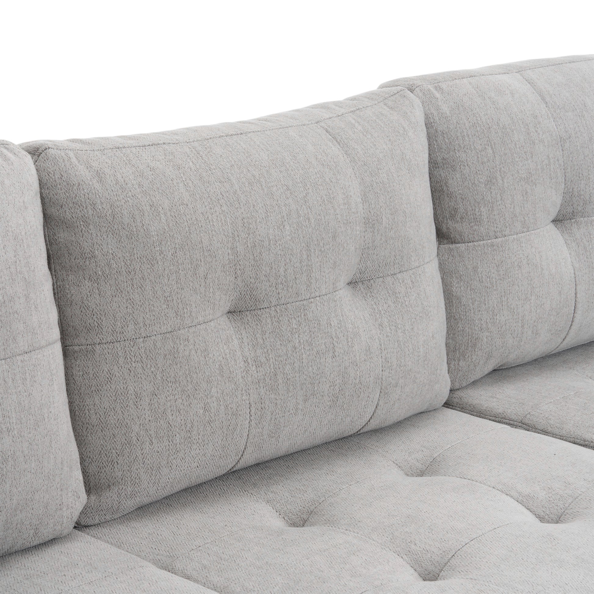 83.4" L Shaped Sofa Sectional Couch Sofa Bed With Two Usb Ports, A Movable Ottoman And A Reversible Chaise Lounge For Living Room, Grey Grey Foam Chenille 5 Seat