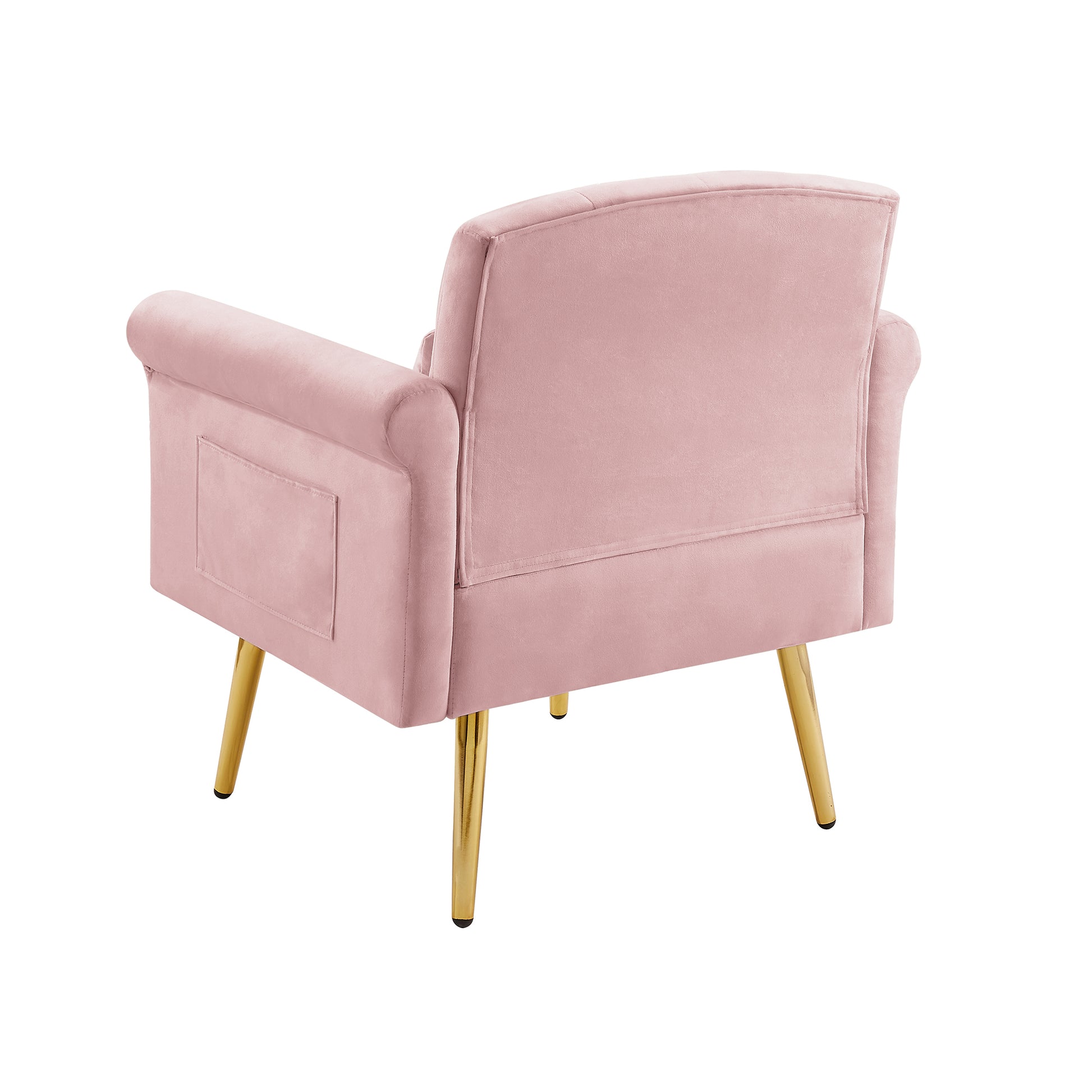 Pink Velvet Armchair With Metal Legs Pink Foam Velvet