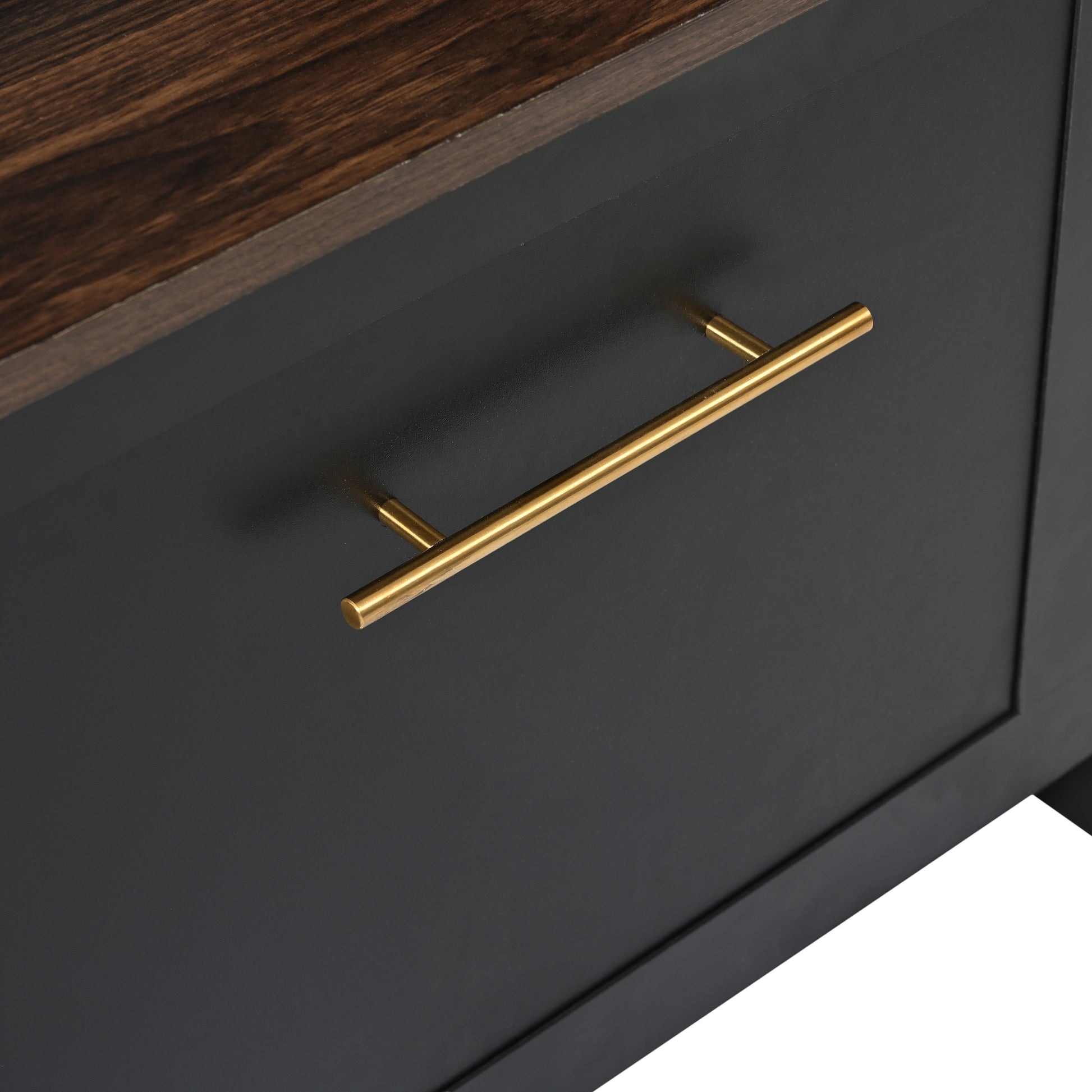 Versatile 4 In 1 Hall Tree With 6 Golden Hooks, Brown Wood Grain Bench With Multiple Storage Space, Entryway Coat Rack With 2 Drawers For Living Room, Hallway, Black, 47.2''W*76.6''H Black Primary