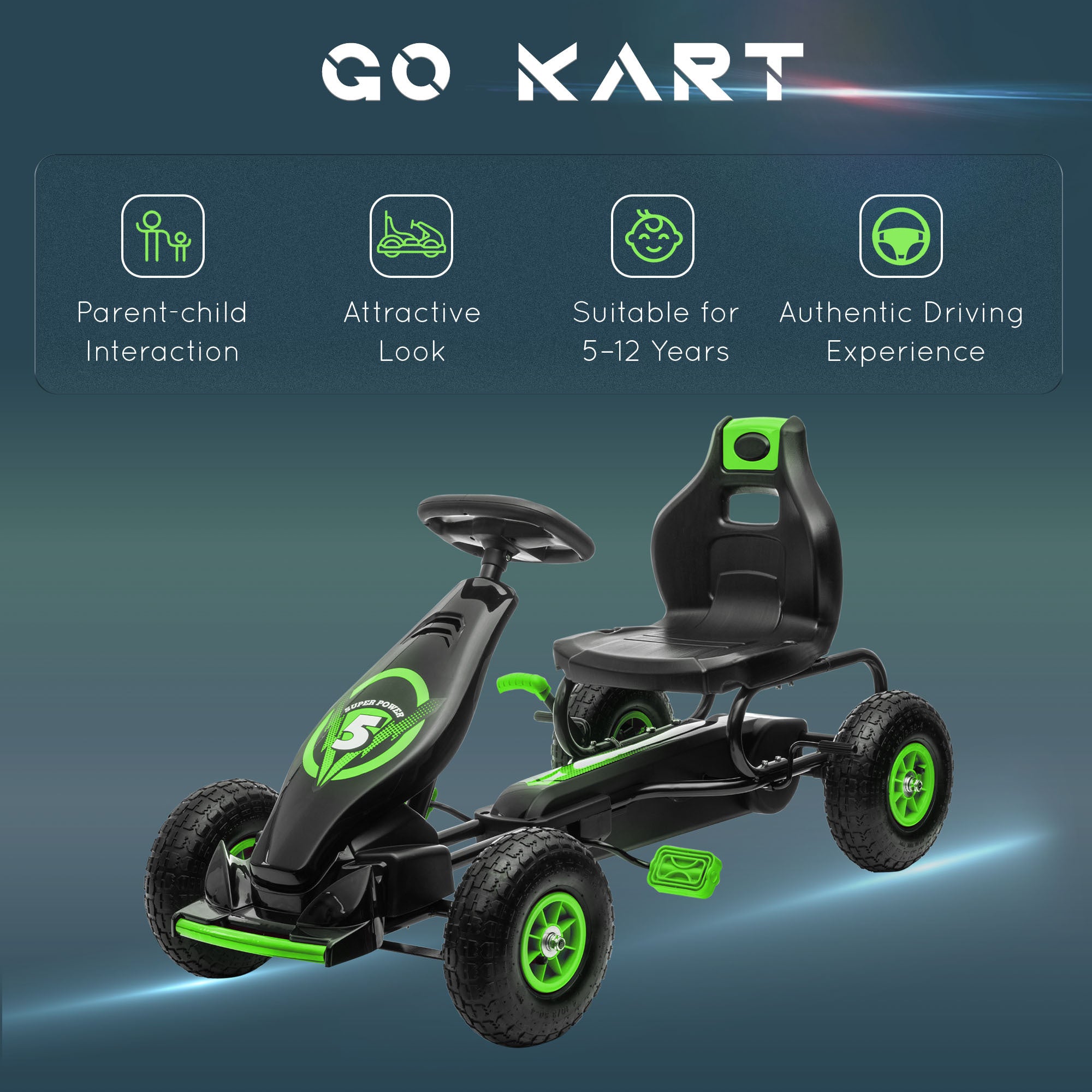 Aosom Kids Pedal Go Kart Ride On Toy With Ergonomic Comfort, Pedal Car