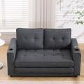 3 In 1 Upholstered Futon Sofa Convertible Sofa Bed,Foldable Tufted Loveseat With Pull Out Sleeper Couch Bed,Folding Mattres Beautiful Seat Daybed W Side Pockets And Cup Holder, Dark Gray Dark Gray Foam Fabric