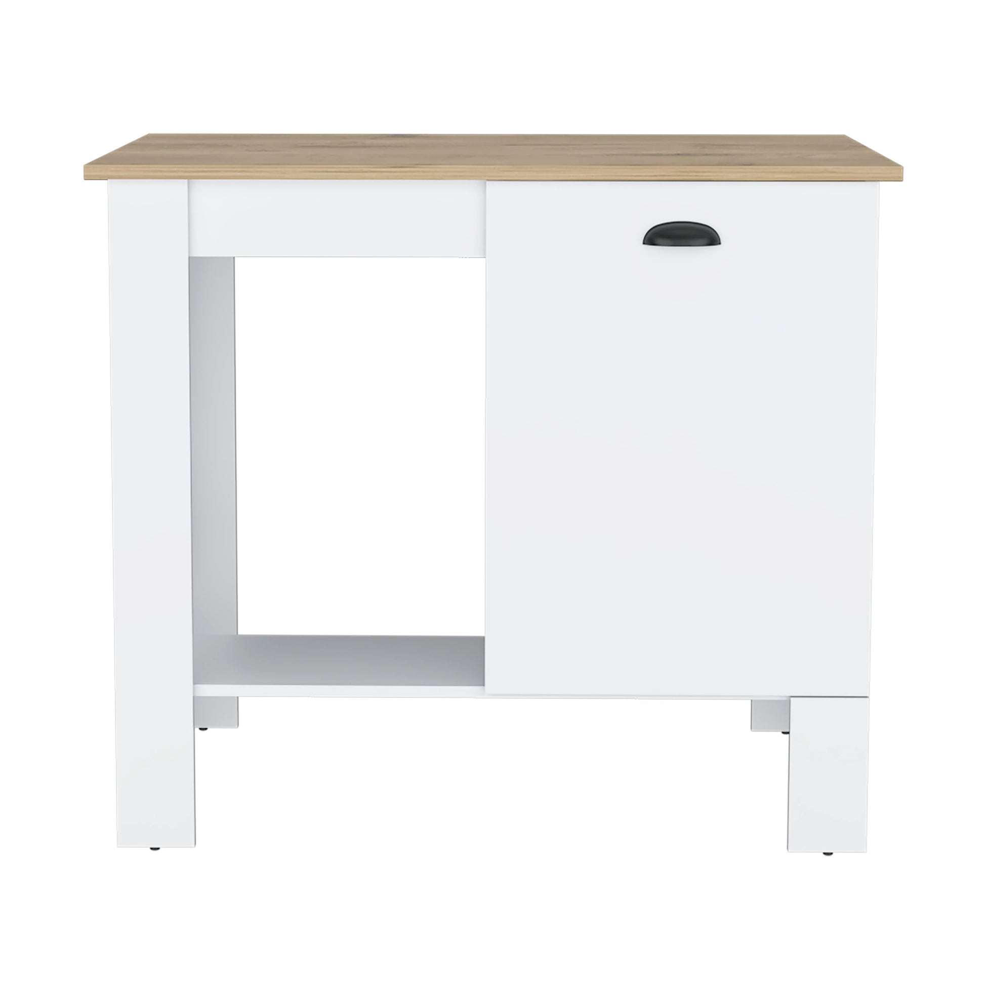 Atenea Kitchen Island, Single Door Cabinet, Shelf White Macadamia White Particle Board